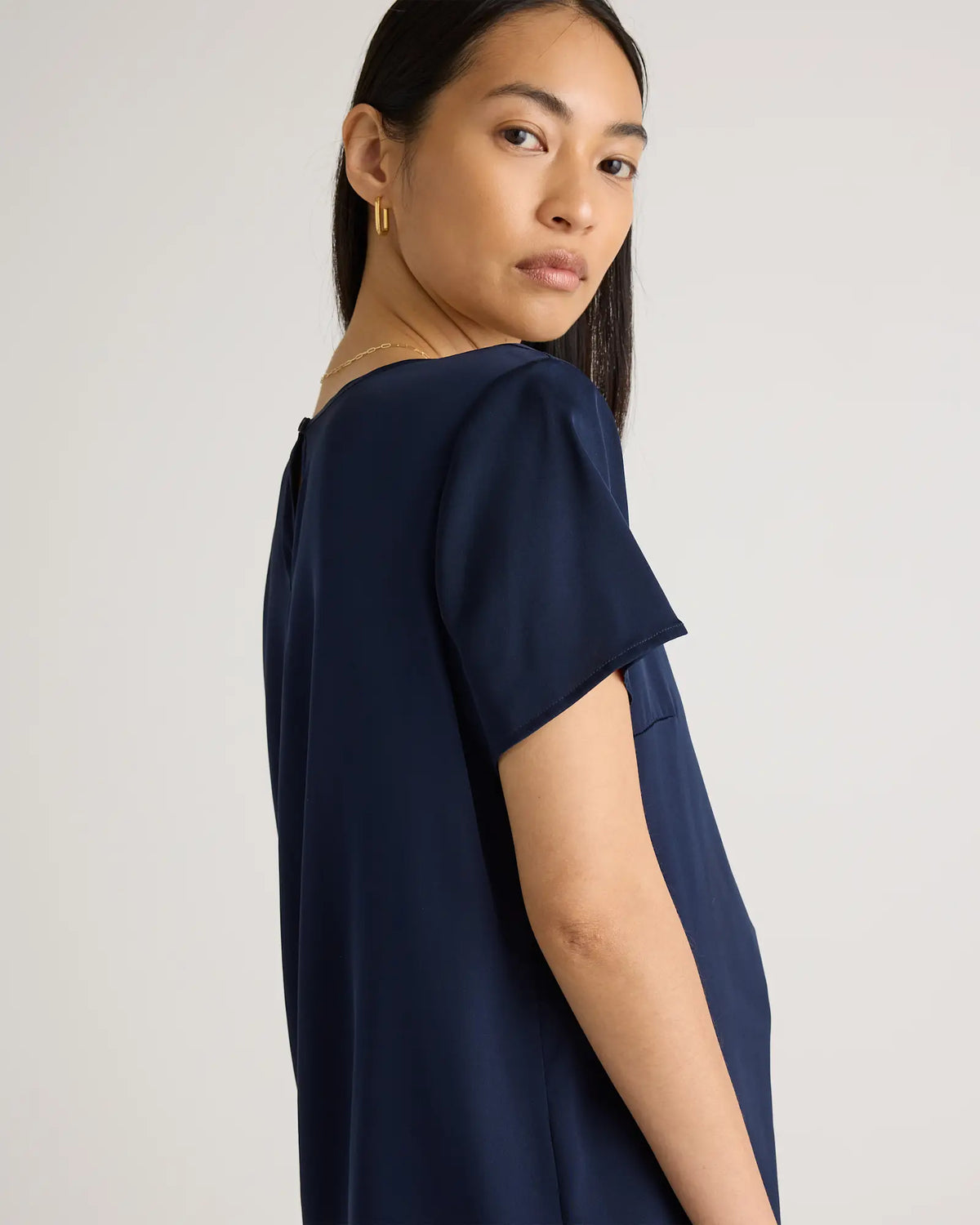 Washable Stretch Silk Tee - US 8156