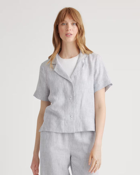 100% European Linen Short Sleeve Shirt - US 7591