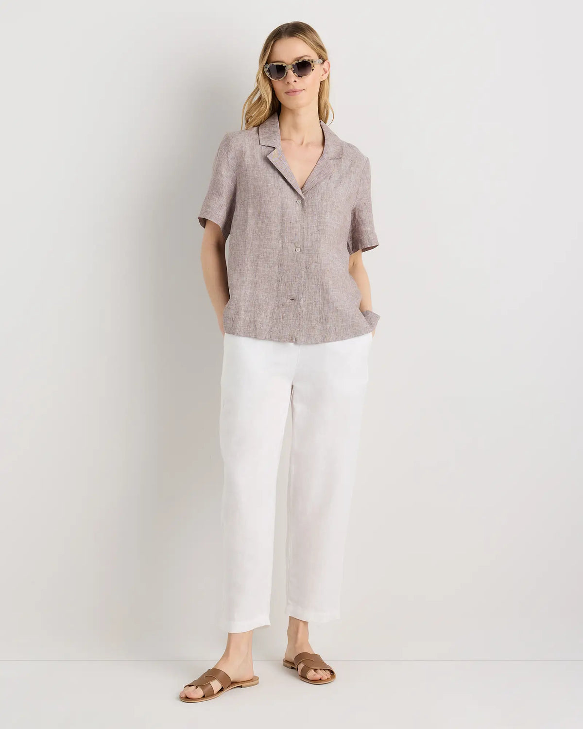 100% European Linen Short Sleeve Shirt - US 8329