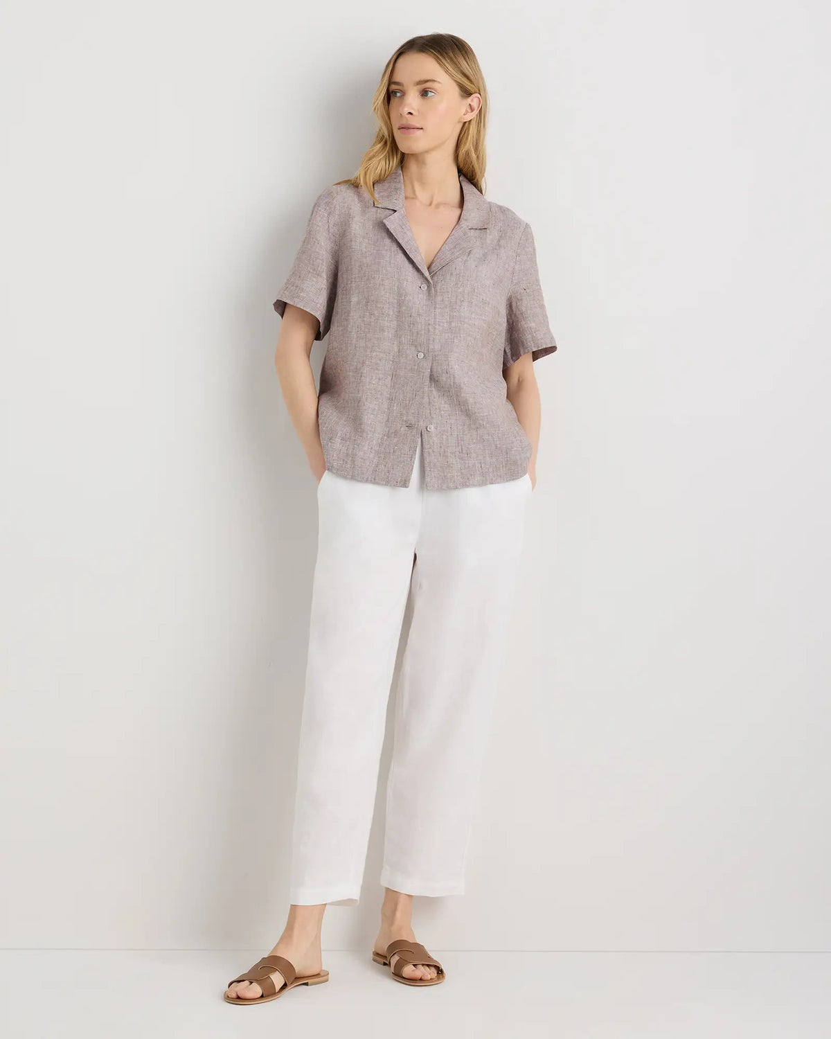 100% European Linen Short Sleeve Shirt - US 8329