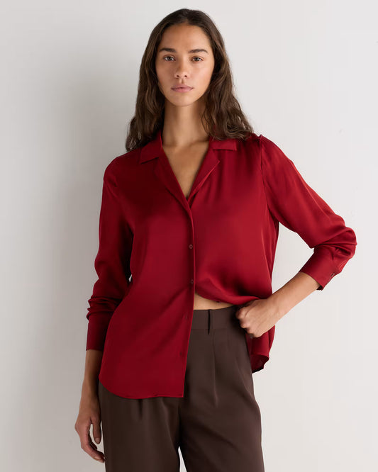 Washable Stretch Silk Notch Collar Blouse - US 2949