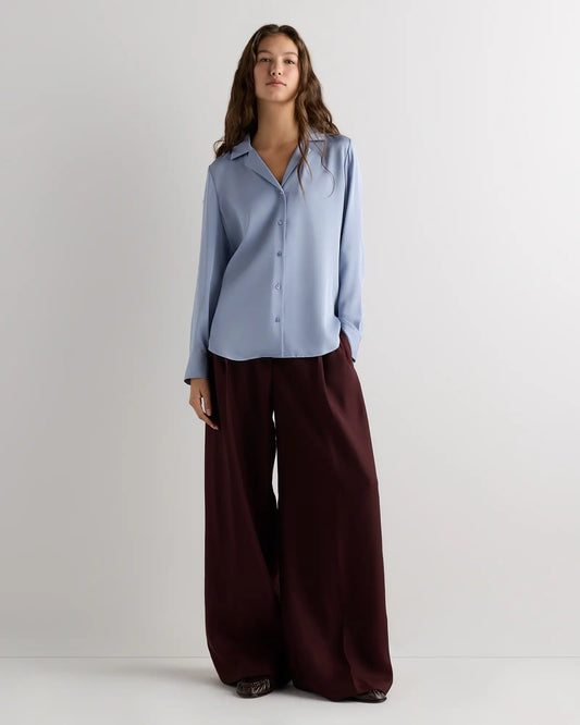 Washable Stretch Silk Notch Collar Blouse - US 1086