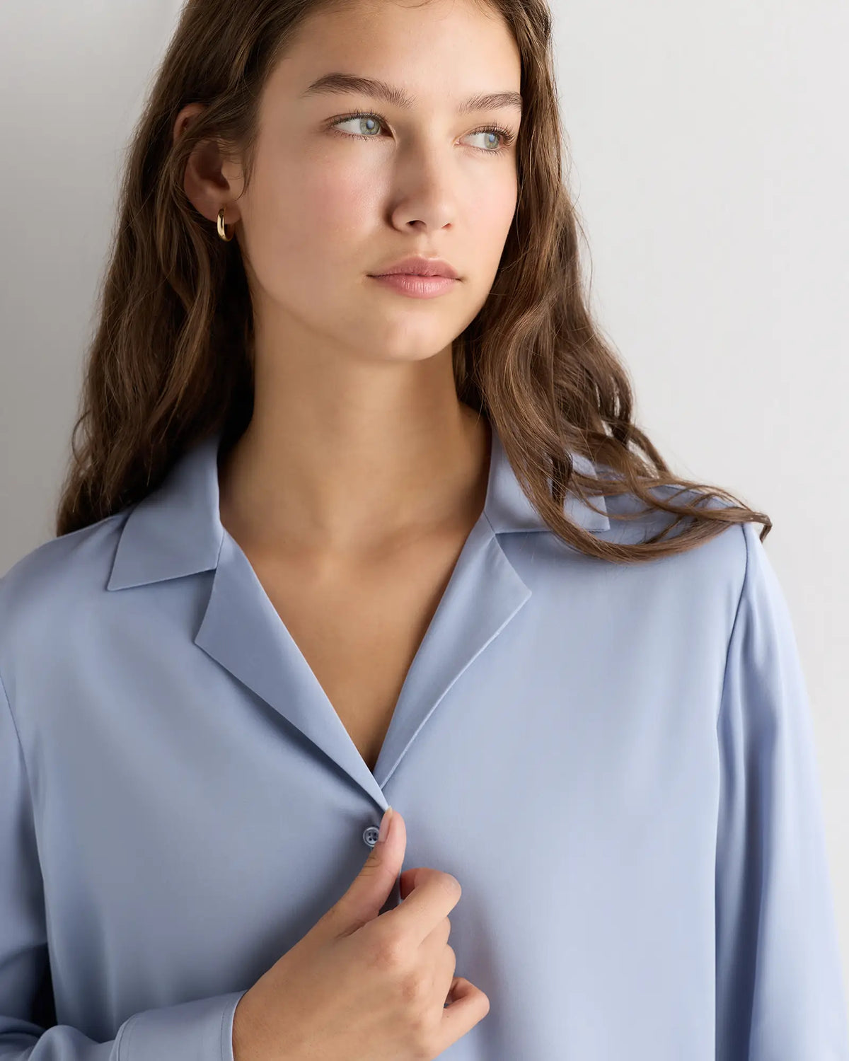 Washable Stretch Silk Notch Collar Blouse - US 1086