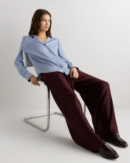 Washable Stretch Silk Notch Collar Blouse - US 1086