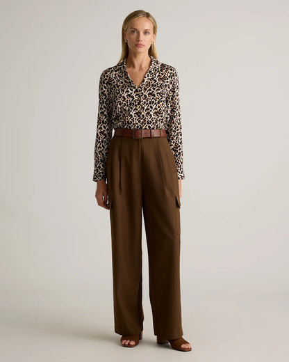 Washable Stretch Silk Notch Collar Blouse - US 1105