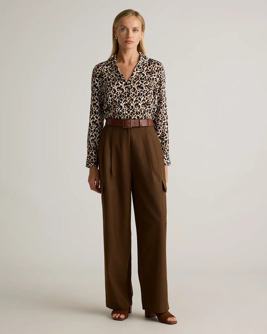 Washable Stretch Silk Notch Collar Blouse - US 1105