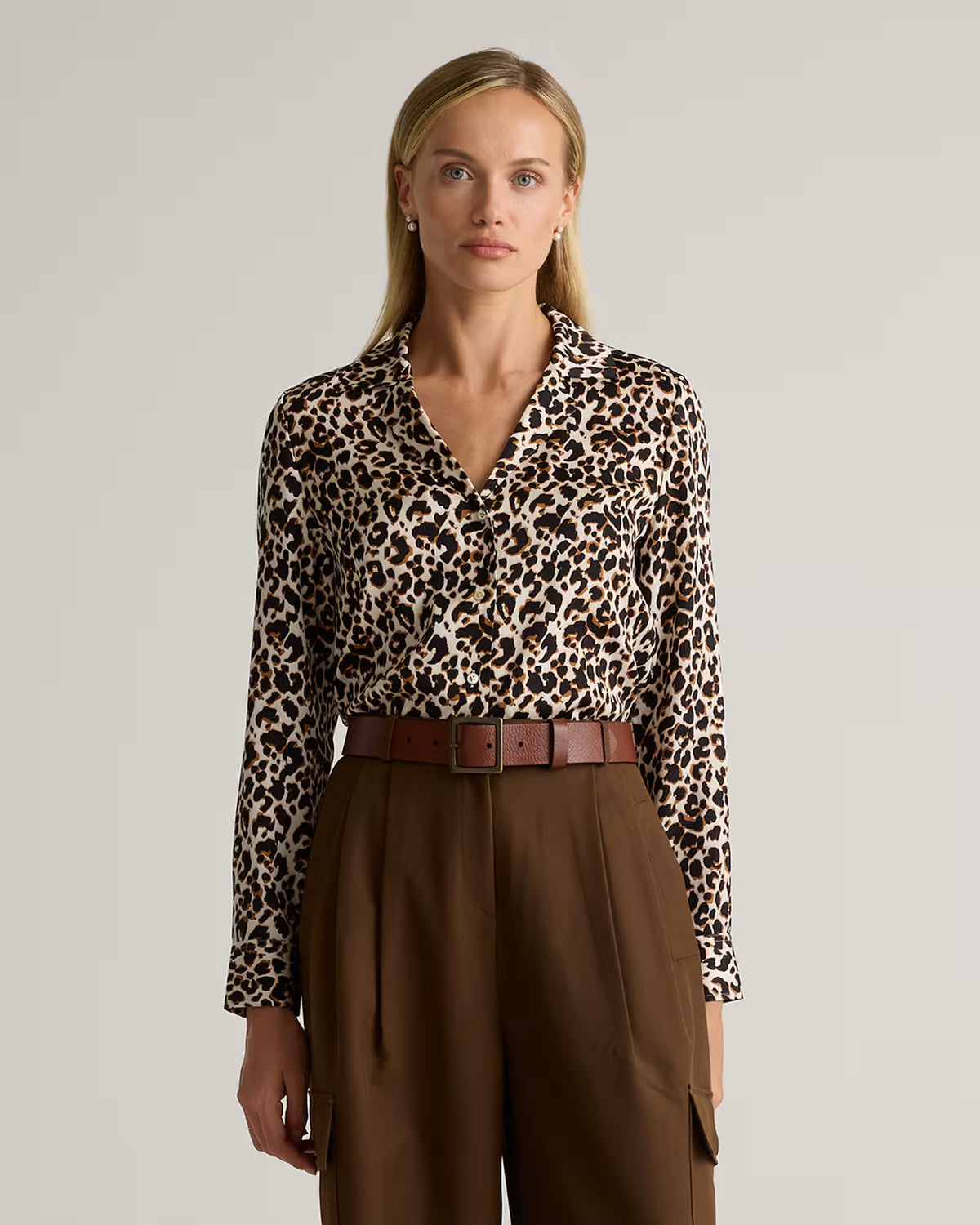 Washable Stretch Silk Notch Collar Blouse - US 1105