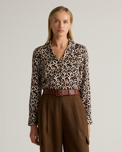 Washable Stretch Silk Notch Collar Blouse - US 1105