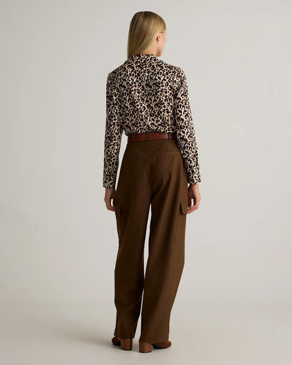 Washable Stretch Silk Notch Collar Blouse - US 1105