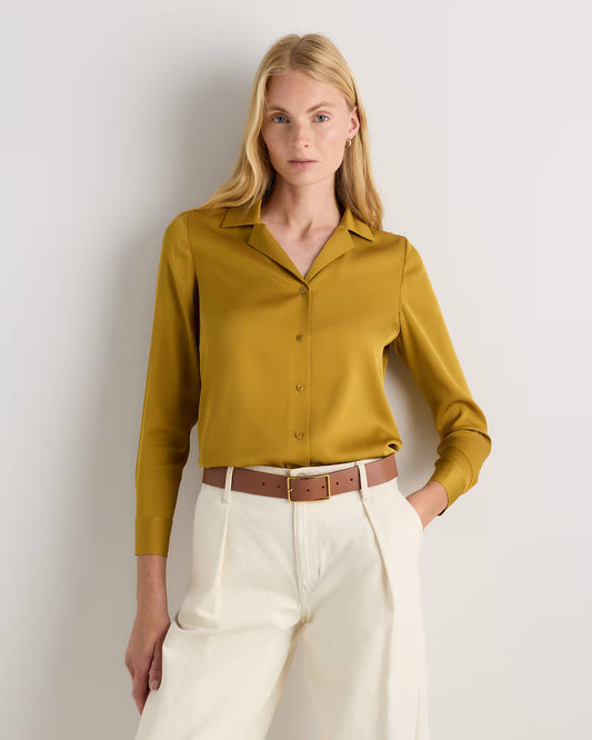 Washable Stretch Silk Notch Collar Blouse - US 7294