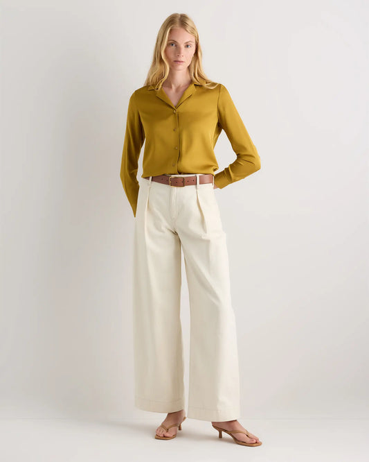 Washable Stretch Silk Notch Collar Blouse - US 7294
