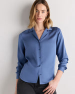 Washable Stretch Silk Notch Collar Blouse - US 3177