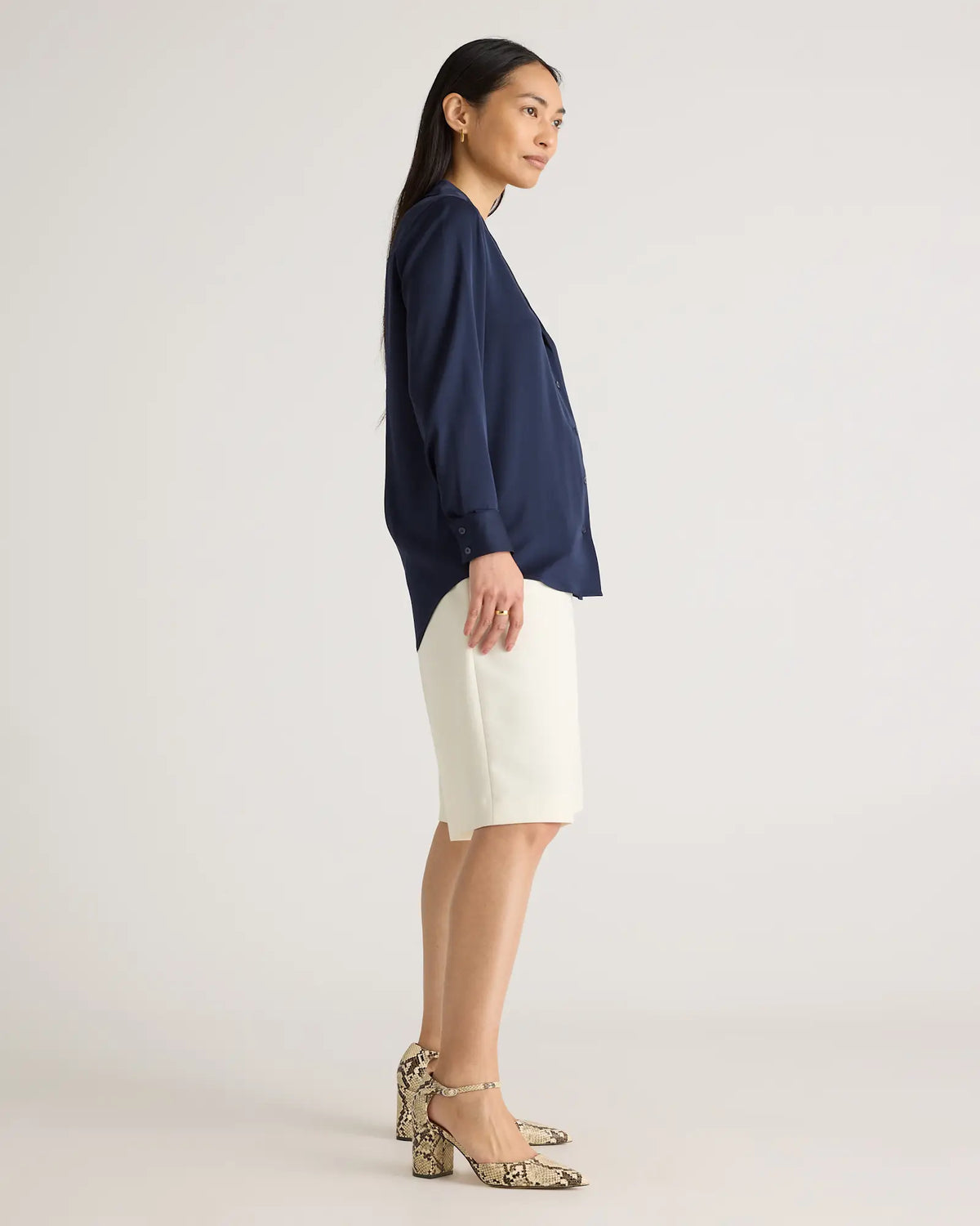 Washable Stretch Silk Notch Collar Blouse - US 0629