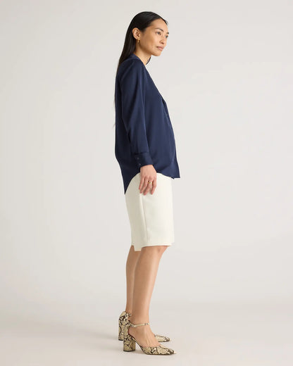 Washable Stretch Silk Notch Collar Blouse - US 0629