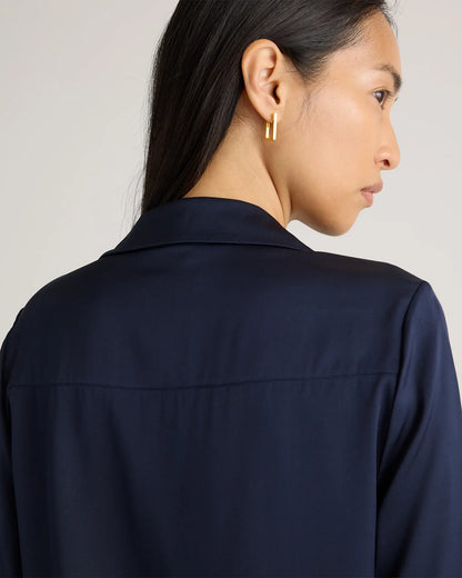 Washable Stretch Silk Notch Collar Blouse - US 0629