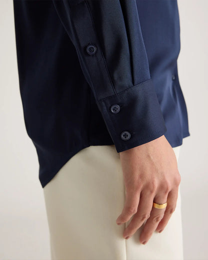 Washable Stretch Silk Notch Collar Blouse - US 0629