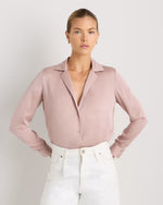 Washable Stretch Silk Notch Collar Blouse - US 4939