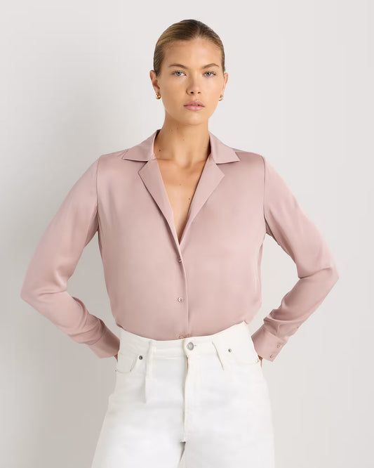 Washable Stretch Silk Notch Collar Blouse - US 4939