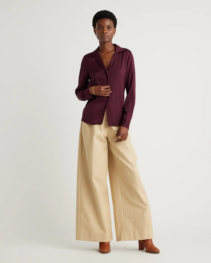 Washable Stretch Silk Notch Collar Blouse - US 2075