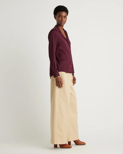 Washable Stretch Silk Notch Collar Blouse - US 2075