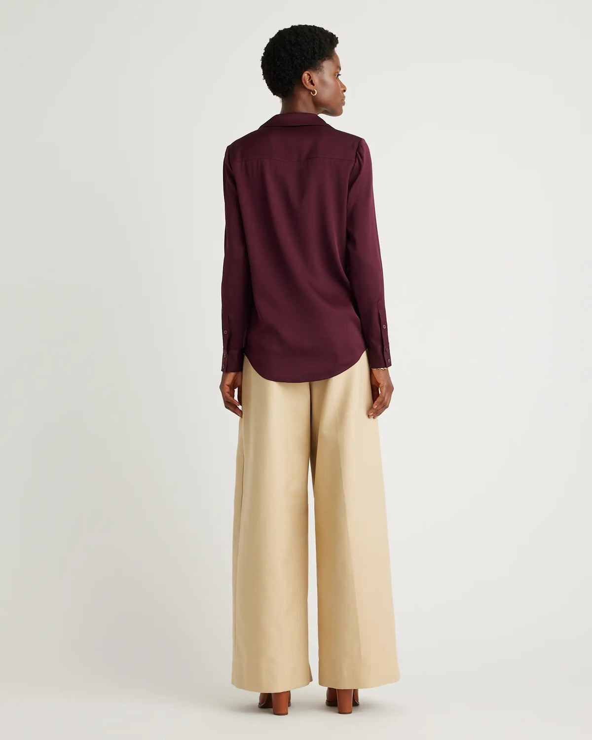 Washable Stretch Silk Notch Collar Blouse - US 2075