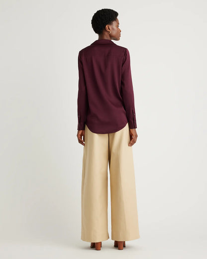Washable Stretch Silk Notch Collar Blouse - US 2075