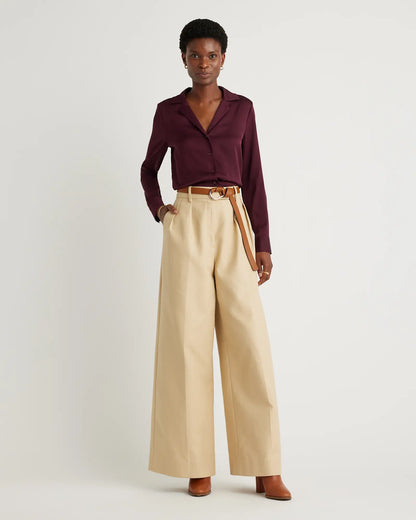 Washable Stretch Silk Notch Collar Blouse - US 2075