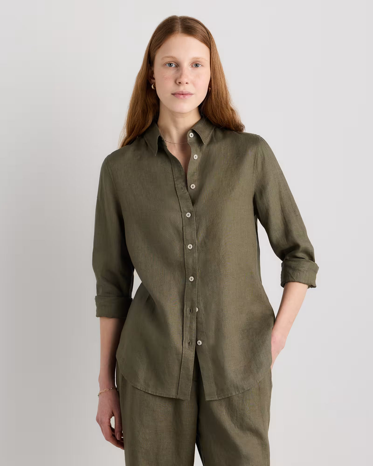 100% European Linen Long Sleeve Shirt - US 7166