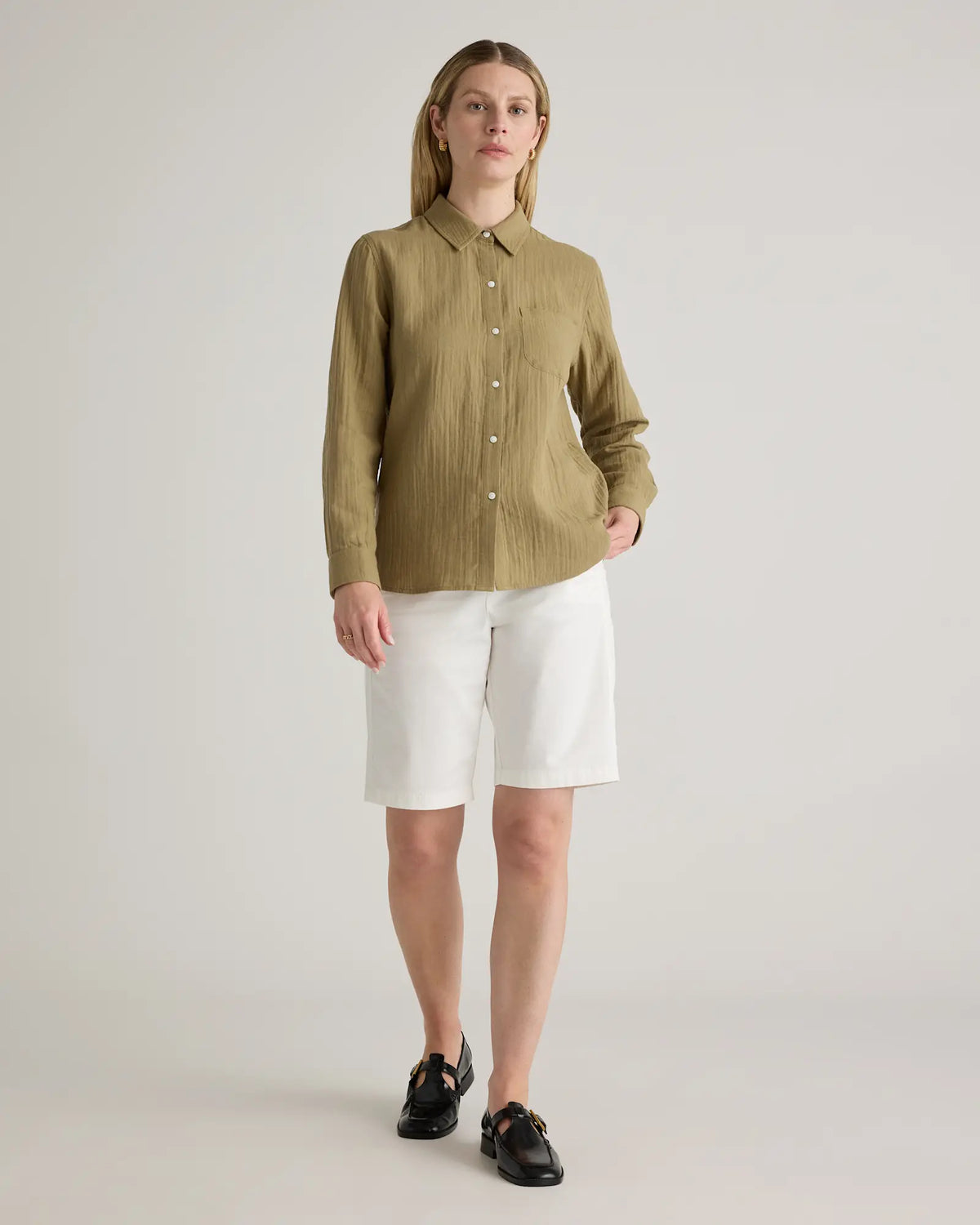 100% Organic Cotton Gauze Long Sleeve Shirt - US 8117