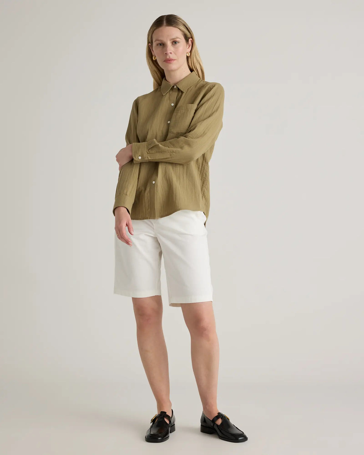 100% Organic Cotton Gauze Long Sleeve Shirt - US 8117
