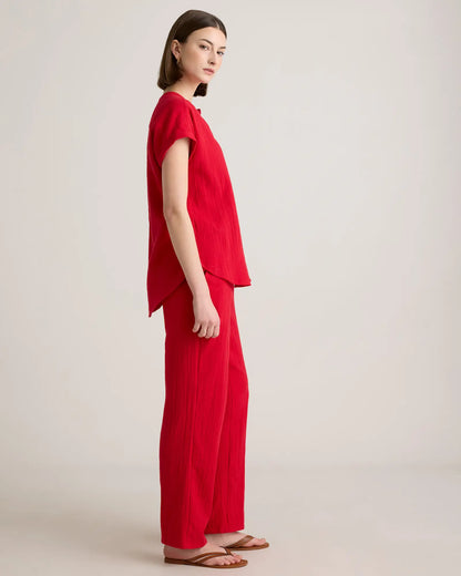 100% Organic Cotton Gauze Roll Sleeve Shirt - US 8484