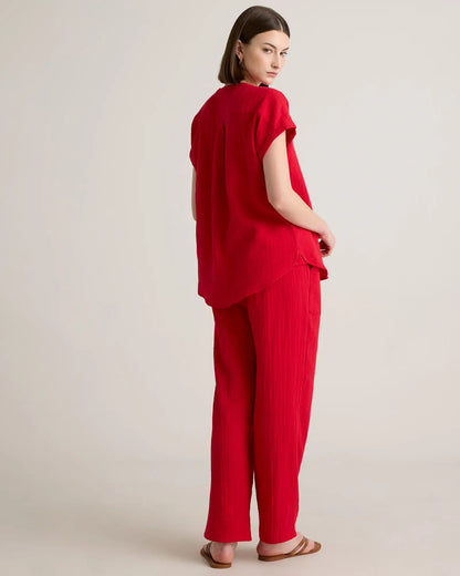 100% Organic Cotton Gauze Roll Sleeve Shirt - US 8484