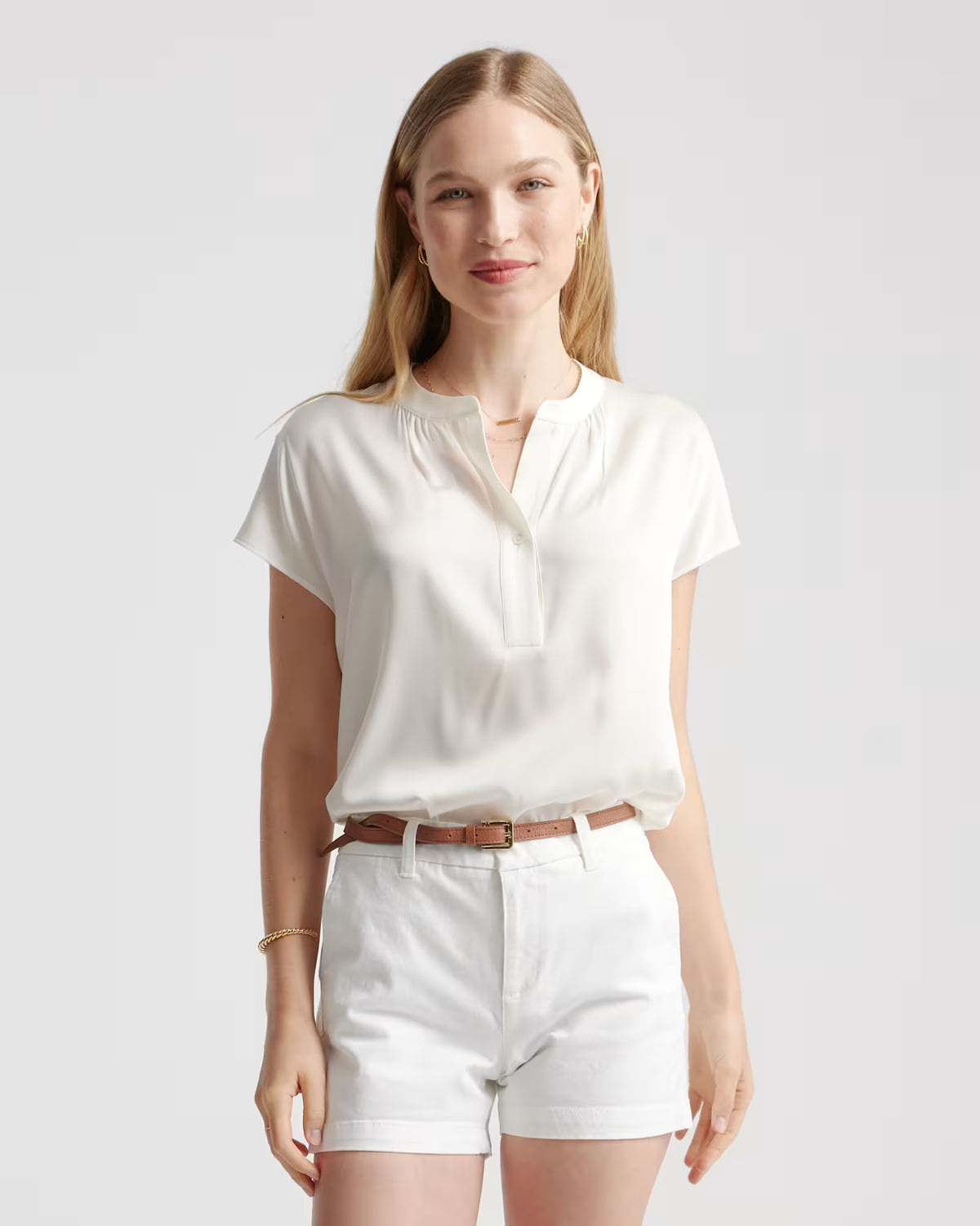 Washable Stretch Silk Dolman Sleeve Blouse - US 2883