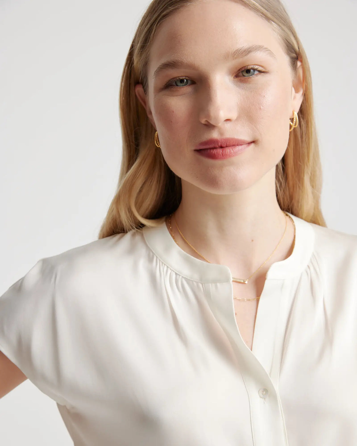 Washable Stretch Silk Dolman Sleeve Blouse - US 2883