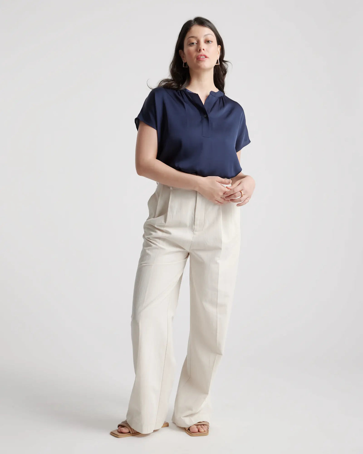 Washable Stretch Silk Dolman Sleeve Blouse - US 4777