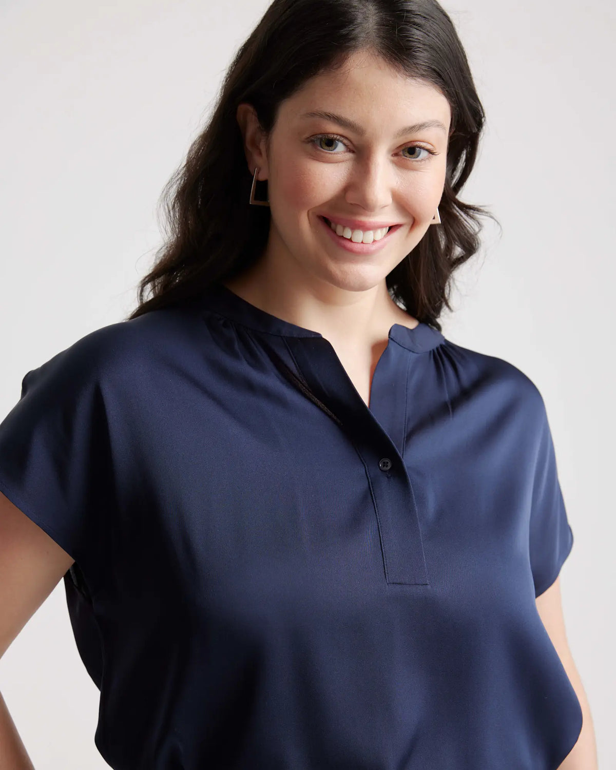Washable Stretch Silk Dolman Sleeve Blouse - US 4777