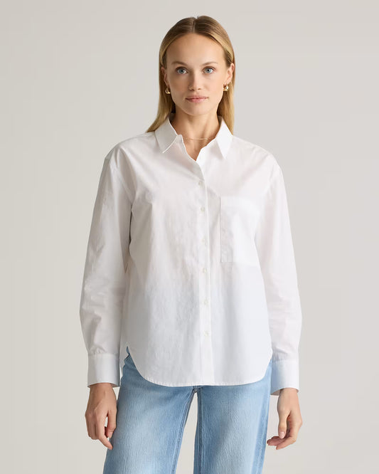 100% Organic Cotton Poplin Long Sleeve Boyfriend Shirt - US 9525