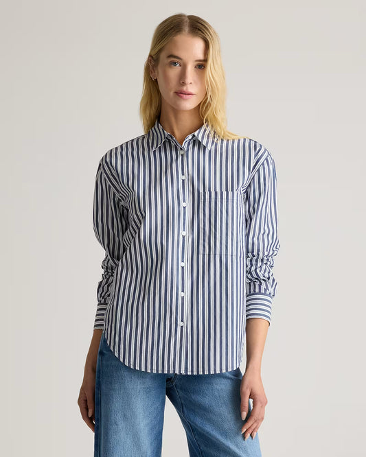 100% Organic Cotton Poplin Long Sleeve Boyfriend Shirt - US 7748