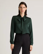Washable Stretch Silk Tie Neck Blouse - US 9962