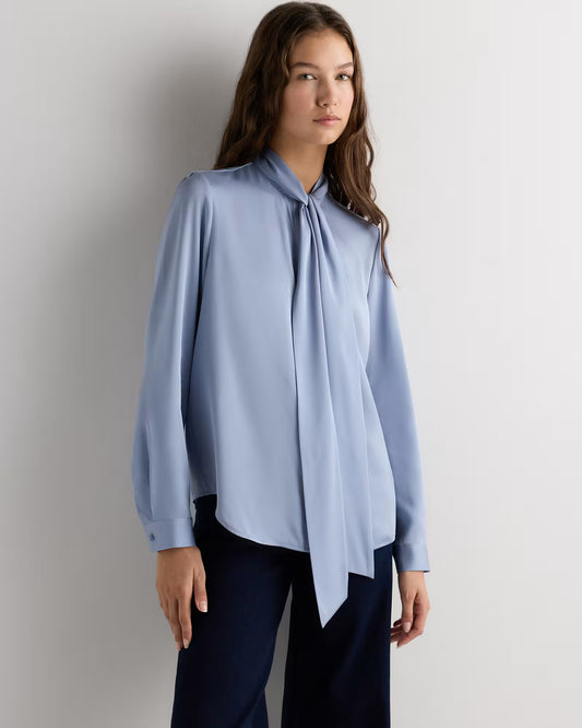 Washable Stretch Silk Tie Neck Blouse - US 6561