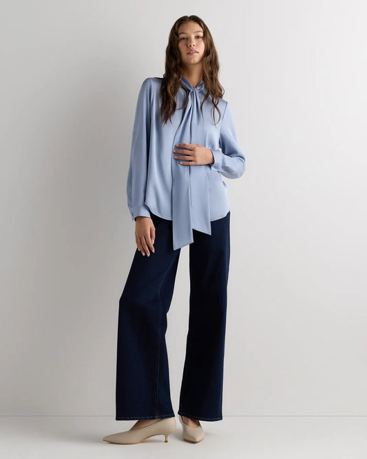 Washable Stretch Silk Tie Neck Blouse - US 6561