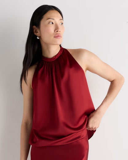 100% Washable Silk Halter Top - US 0174