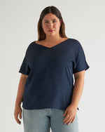 Washable Stretch Silk Reversible V-Neck Blouse - US 1408