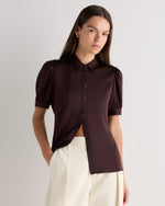 Washable Stretch Silk Puff Sleeve Blouse - US 2945