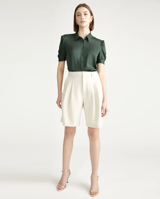 Washable Stretch Silk Puff Sleeve Blouse - US 2546