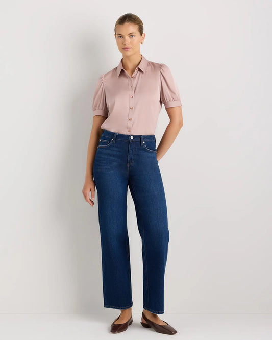 Washable Stretch Silk Puff Sleeve Blouse - US 2555