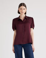 Washable Stretch Silk Puff Sleeve Blouse - US 2847