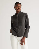 Distressed Denim Tuxedo Shirt - US 0063
