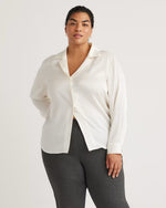 Washable Stretch Silk Notch Collar Blouse - US 0734