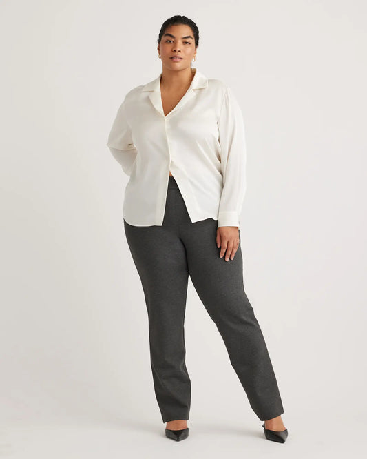 Washable Stretch Silk Notch Collar Blouse - US 0734
